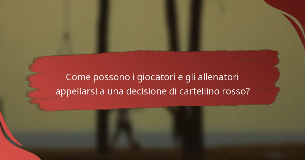 Come possono i giocatori e gli allenatori appellarsi a una decisione di cartellino rosso?
